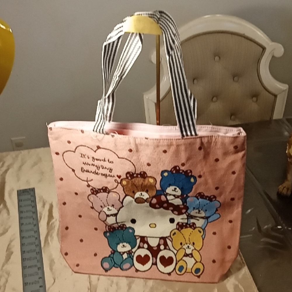 Cute Pink Tote Bag with Bear Print Hello Kitty NWOT